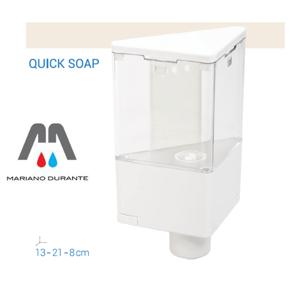 METAFORM QUICK SOAP PORTA SAPONE A MURO DISPENSER DA PARETE BIANCO IN RESINA