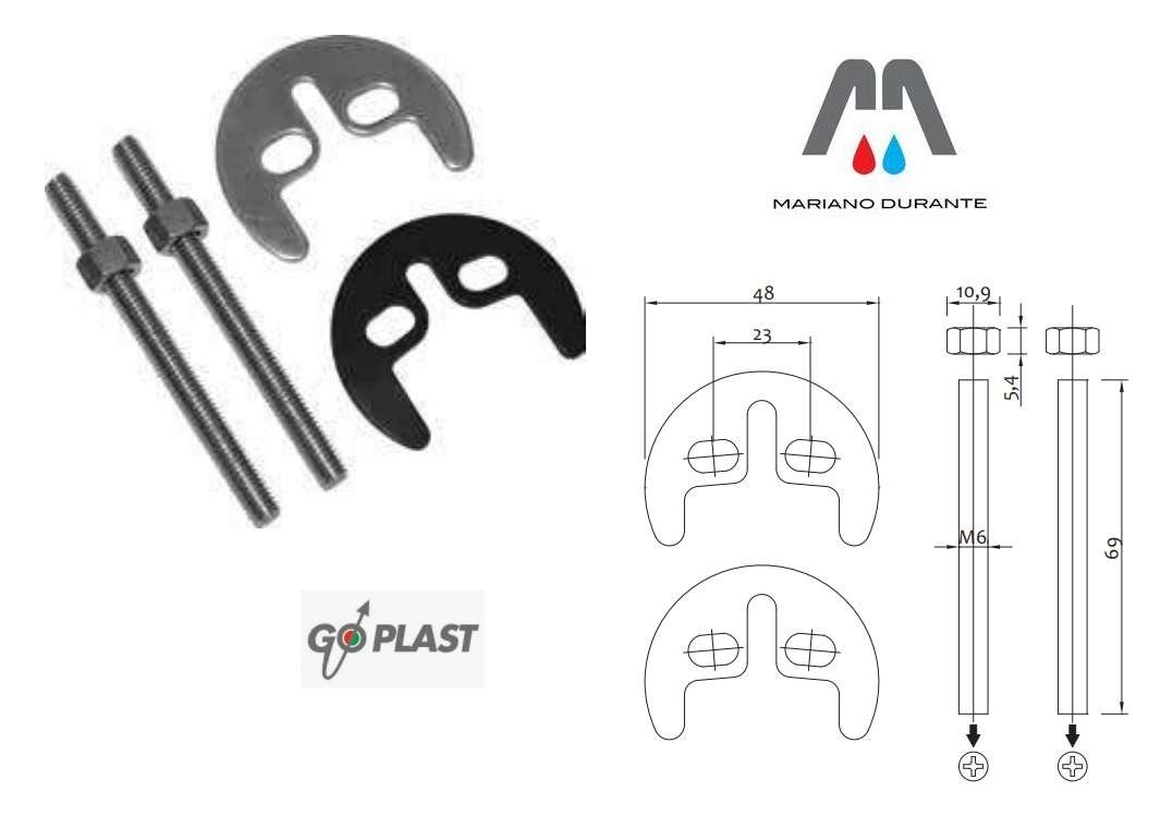 0260000 Kit fissaggio per rubinetto miscelatori 2 viti M6 in acciaio INOX - immagine 1