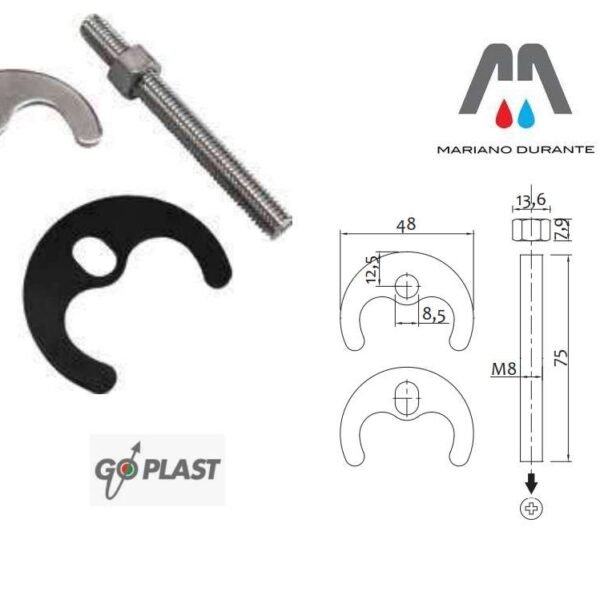 fissaggio miscelatore vite singola M8 in acciaio INOX