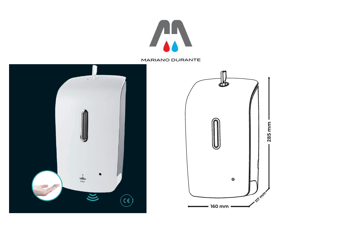 088DAS DISPENSER AUTOMATICO SAPONE LIQUIDO 1LITRO ABS BIANCO - immagine 1