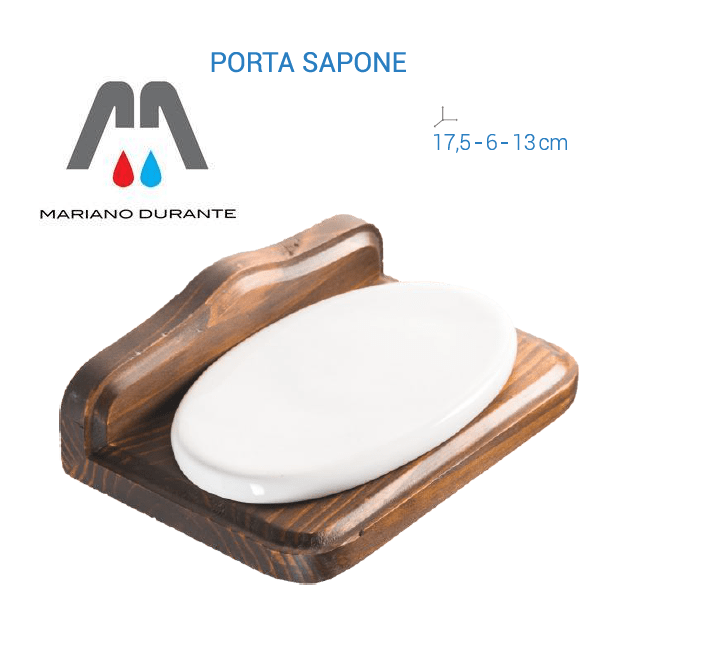 090101882326 METAFORM SERIE MATHILDE PORTA SAPONE LEGNO E CERAMICA - immagine 1