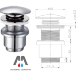 PILETTA CLICK CLACK 1"1/4 TONDA BASSA CROMATA SENZA TROPPO PIENO X BIDET LAVABO BAGNO