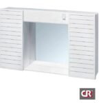 TOILETTINA PENSILE BAGNO 2 ANTE SPECCHIO E LUCE  59-38-13 PVC BIANCA