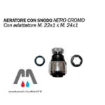 AERATORE 2 GETTI C/SNODO NERO E CROMO C/ADATTATORE M.22X1 X M.24X1 ROMPIGETTO