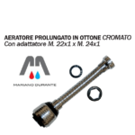 AERATORE ROMPIGETTO PROLUNGATO FLESSIBILE CON ADATTATORE M22X1 X M24X1 OTTONE CR