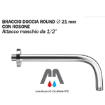 BRACCIO DOCCIA SUPPORTO PER SOFFIONE DIAMETRO 21mm C/ ROSONE 1/2" OTTONE CROMATO