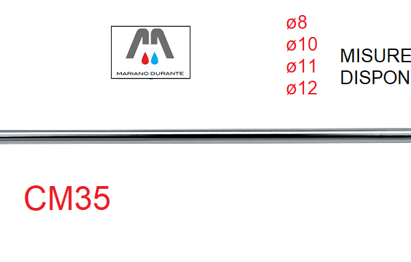 CANNETTA TUBO IN RAME CROMATO X MONOFORO SOTTOLAVABO RIGIDA CM35 ø8 ø10 ø11 ø12