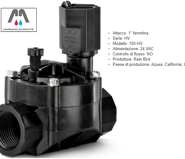 ELETTROVALVOLA 24V ATTACCO FEMMINA A FILO 1" (26 - 34 mm)