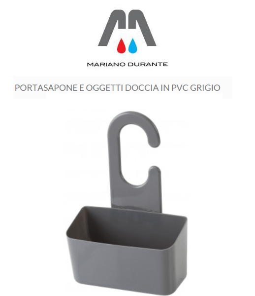 FERIDRAS PORTA SAPONE E OGGETTI DOCCIA IN PVC GRIGIO 23x35x11