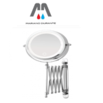 FERIDRAS SPECCHIO ESTENSIBILE acciaio cromato CON LED ø15CM doppio specchio