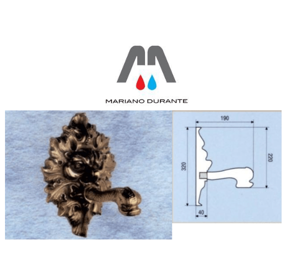 FONTANA DA GIARDINO MASCHERONE NETTUNO CON EROGATORE OTTONE ATTACCO 3/4"