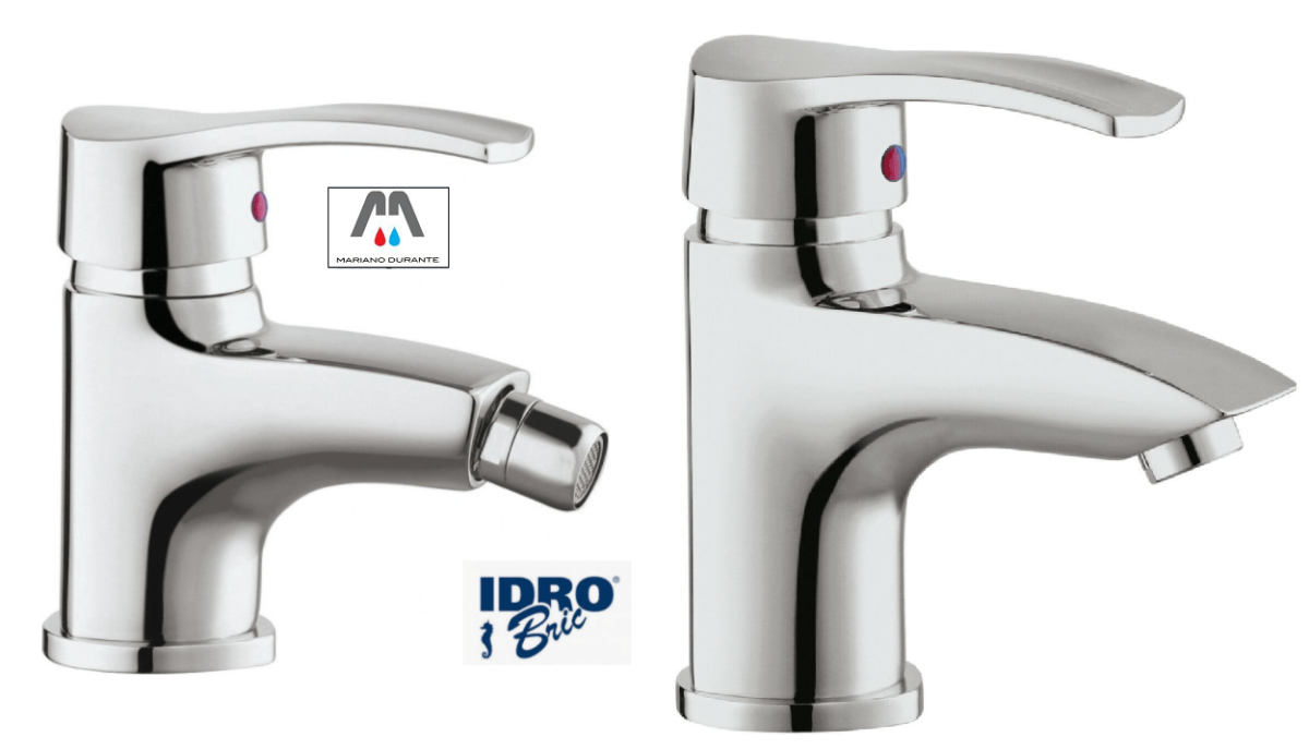 IDRO-BRIC KIT COMPLETO RUBINETTO MISCELATORE LAVABO + BIDET SERIE BLOOM CROMO - immagine 1