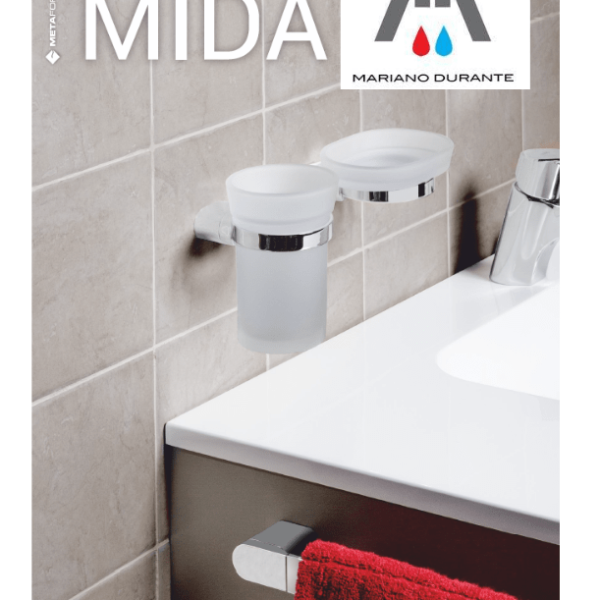 METAFORM MIDA BICCHIERE PORTA SPAZZOLINI OTTONE CROMATO E VETRO OPACO