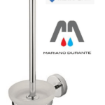 METAFORM TEKNA PORTA SCOPINO A PARETE VETRO SATINATO E ACCIAIO CROMATO