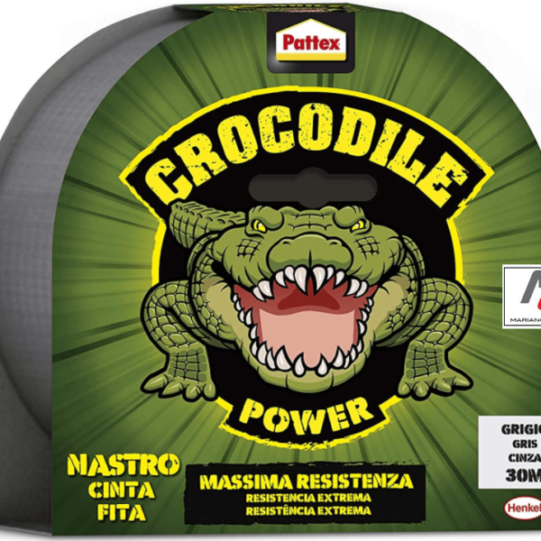 PATTEX COCODRILE POWER TAPE GRIGIO NASTRO ADESIVO TELATO POTENTE RIPARATORE 30M