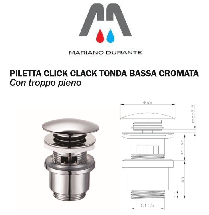 PILETTA-CLICK-CLACK-TONDA-BASSA-CROMATA-CON-TROPPO-PIENO-X-BIDET-LAVABO-BAGNO-124303601198 PILETTA CLICK CLACK TONDA BASSA CROMATA CON TROPPO PIENO X BIDET LAVABO BAGNO - immagine 1