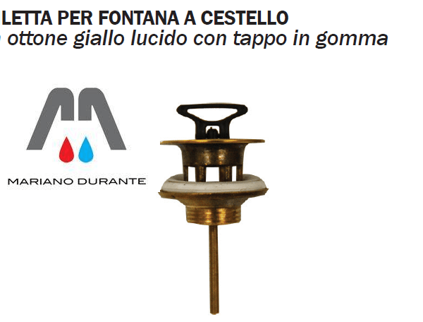 PILETTA X FONTANA GIARDINO VASCA A CESTELLO OTTONE GIALLO C/ TAPPO GOMMA 1"1/4