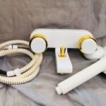 PIRALLA GRUPPO VASCA SERIE NEW AGE BIANCO E ORO IN OTTONE