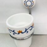 PORTA BICCHIERE -CLASSICO COUNTRY CERAMICA/ACCIAIO CROMATO DIPINTO A MANO