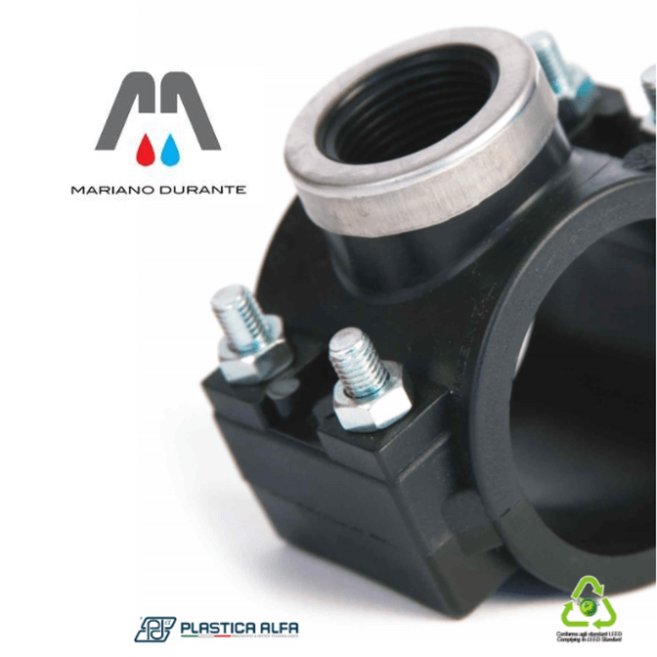 PRESA A STAFFA PER TUBO ACQUA POLIETILENE PLASTICA ALFA 63X1"1/2 CONF.2 PEZZI