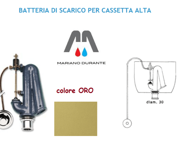 RICAMBI CATIS KIT BATTERIA DI SCARICO PER CASSETTA ALTA CATIS DORATA COLORE ORO
