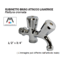 RUBINETTO 1/2"X3/4" BIUSO ATTACCO LAVATRICE LAVASTOVIGLIE CROMATO PESANTE