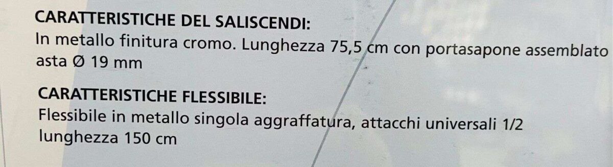 SALISCENDI DOCCIA IDROBRIC MANTA BIANCO E CROMO BLISAL0107CR 1GETTO A PIOGGIA - immagine 7
