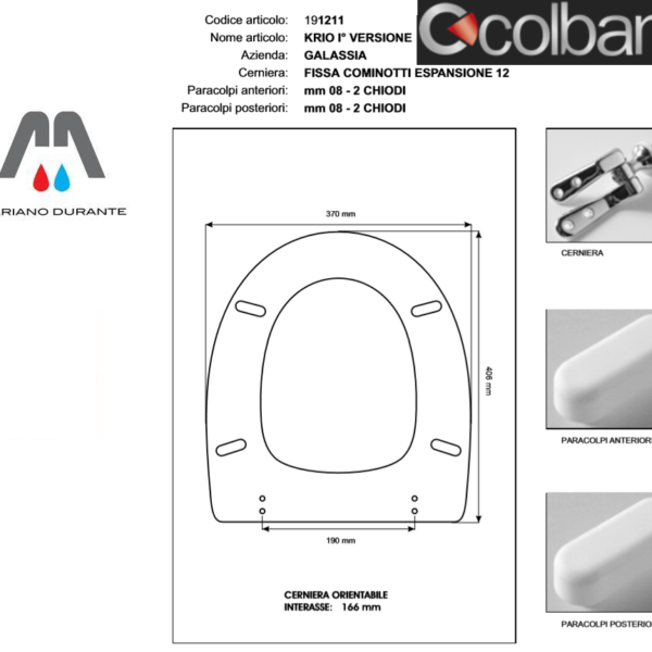 SEDILE COPRIWC GALASSIA MODELLO KRIO SOSPESO BIANCO COLBAM RESINA POLIESTERE