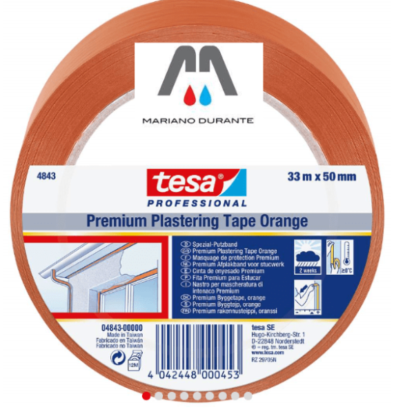 Tesa 4843 Arancione Nastro Premium per intonaci 33mx50mm anche per esterni