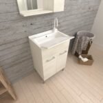 LAVATOIO MOBILE LAVANDERIA ROVERE BIANCO con PILOZZO