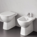 Coppia sanitari FILO MURO scarico a terra CERAMICA DOLOMITE  bianco lucido GEMMA2