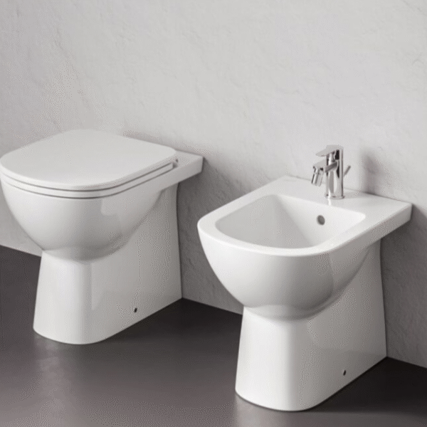 Coppia sanitari FILO MURO scarico a terra CERAMICA DOLOMITE  bianco lucido GEMMA2