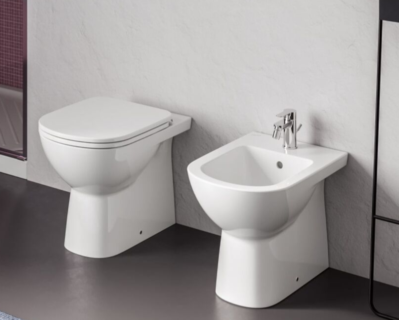 COPPIA SANITARI GEMMA2 Coppia sanitari FILO MURO scarico a terra CERAMICA DOLOMITE bianco lucido GEMMA2 - immagine 1