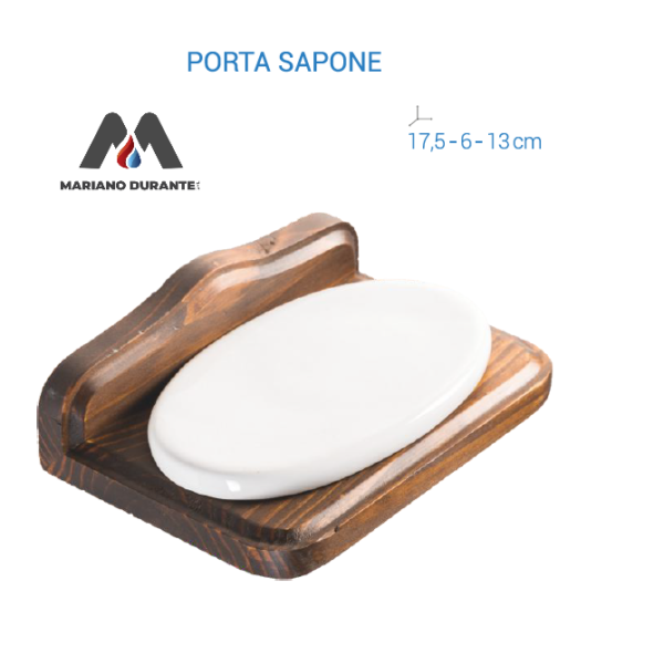 METAFORM SERIE MATHILDE PORTA SAPONE LEGNO E CERAMICA