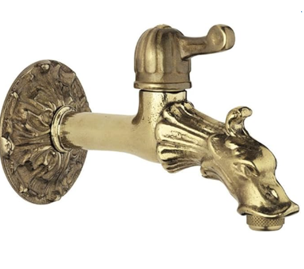 0646001 Rubinetto esterno artistico drago ottone per fontana giardino leva più rosone - immagine 1